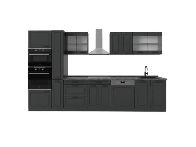 Vicco R-Line Küchenzeile Anthrazit Landhaus/Anthrazit 350 cm AP Anthrazit ohne E-Geräte