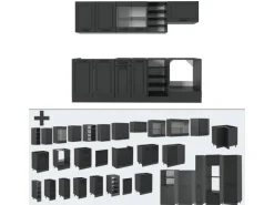 Vicco R-Line Küchenzeile Anthrazit Landhaus/Anthrazit 240 cm AP Eiche ohne E-Geräte