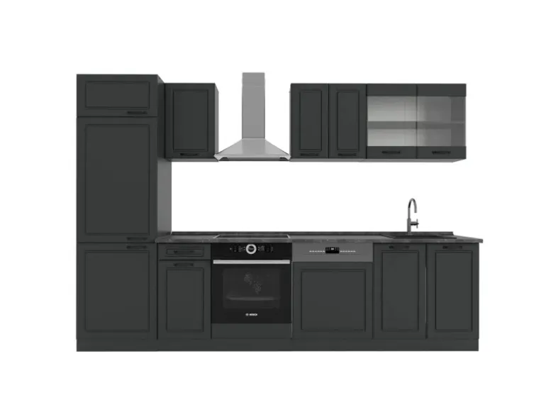 Vicco R-Line Küchenzeile Anthrazit Landhaus/Anthrazit 300 cm AP Anthrazit ohne E-Geräte