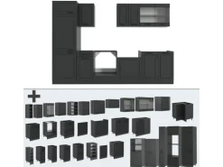 Vicco R-Line Küchenzeile Anthrazit Landhaus/Anthrazit 300 cm AP Anthrazit ohne E-Geräte