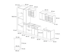 Vicco R-Line Küchenzeile Anthrazit Hochglanz/Anthrazit 350 cm AP Eiche ohne E-Geräte