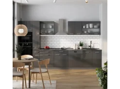 Vicco R-Line Küchenzeile Anthrazit Hochglanz/Anthrazit 350 cm AP Eiche ohne E-Geräte