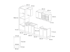 Vicco R-Line Küchenzeile Anthrazit Hochglanz/Anthrazit 300 cm mit HochschrankAP Eiche ohne E-Geräte