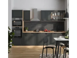 Vicco R-Line Küchenzeile Anthrazit Landhaus/Goldkraft Eiche 300 cm mit HochschrankAP Eiche ohne E-Geräte