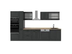 Vicco R-Line Küchenzeile Anthrazit Landhaus/Anthrazit 350 cm ohne Arbeitsplatte ohne E-Geräte