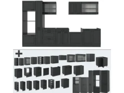 Vicco R-Line Küchenzeile Anthrazit Landhaus/Anthrazit 350 cm ohne Arbeitsplatte ohne E-Geräte