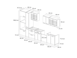 Vicco R-Line Küchenzeile Artisan Eiche/Weiß 350 cm mit Hochschrankohne Arbeitsplatte ohne E-Geräte