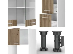 Vicco R-Line Küchenzeile Artisan Eiche/Weiß 350 cm mit Hochschrankohne Arbeitsplatte ohne E-Geräte