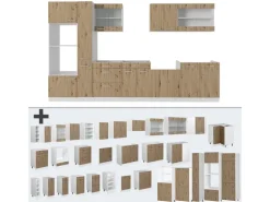 Vicco R-Line Küchenzeile Artisan Eiche/Weiß 350 cm mit Hochschrankohne Arbeitsplatte ohne E-Geräte
