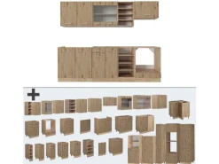 Vicco R-Line Küchenzeile Artisan-Eiche/Goldkraft Eiche 240 cm ohne Arbeitsplatte ohne E-Geräte