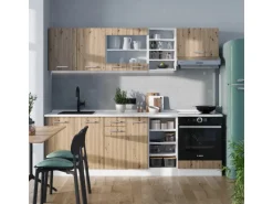 Vicco R-Line Küchenzeile Artisan Eiche/Weiß 240 cm AP Eiche ohne E-Geräte