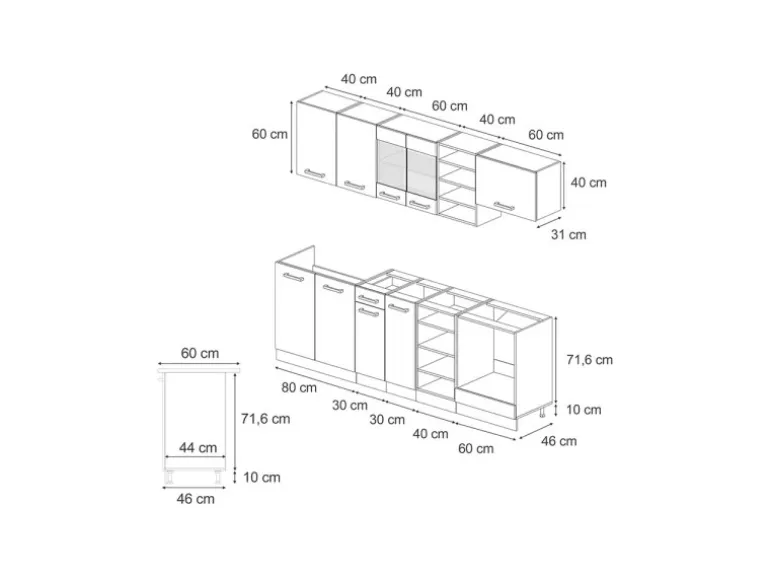 Vicco R-Line Küchenzeile Artisan Eiche/Anthrazit 240 cm AP Anthrazit ohne E-Geräte