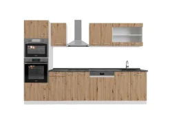 Vicco R-Line Küchenzeile Artisan Eiche/Weiß 300 cm mit HochschrankAP Anthrazit ohne E-Geräte