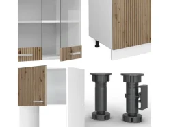 Vicco R-Line Küchenzeile Artisan Eiche/Weiß 300 cm mit HochschrankAP Anthrazit ohne E-Geräte