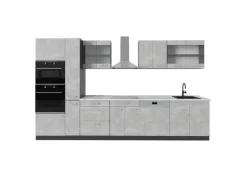 Vicco R-Line Küchenzeile Beton/Anthrazit 350 cm AP Marmor ohne E-Geräte