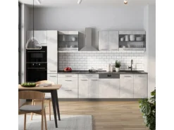 Vicco R-Line Küchenzeile Beton/Anthrazit 350 cm AP Marmor ohne E-Geräte