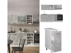 Vicco R-Line Küchenzeile Beton/Weiß 240 cm AP Anthrazit ohne E-Geräte