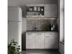 Vicco R-Line Küchenzeile Beton/Anthrazit 140 cm AP Eiche ohne E-Geräte