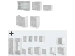 Vicco R-Line Küchenzeile Beton/Weiß 200 cm ohne Arbeitsplatte ohne E-Geräte