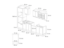 Vicco R-Line Küchenzeile Blau-Grau 300 cm mit HochschrankAP Marmor ohne E-Geräte
