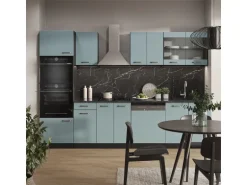 Vicco R-Line Küchenzeile Blau-Grau/Anthrazit 300 cm mit HochschrankAP Eiche ohne E-Geräte