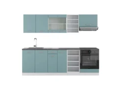 Vicco R-Line Küchenzeile Blau-Grau/Weiß 240 cm AP Anthrazit ohne E-Geräte