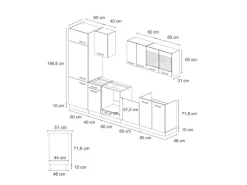 Vicco R-Line Küchenzeile Blau-Grau/Weiß 300 cm AP Eiche ohne E-Geräte