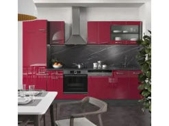 Vicco R-Line Küchenzeile Bordeaux Hochglanz/Anthrazit 300 cm AP Anthrazit ohne E-Geräte