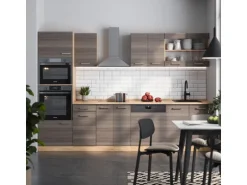 Vicco R-Line Küchenzeile Edelgrau/Goldkraft Eiche 300 cm mit HochschrankAP Anthrazit ohne E-Geräte