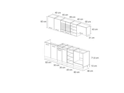 Vicco R-Line Küchenzeile Edelgrau/Anthrazit 240 cm ohne Arbeitsplatte ohne E-Geräte