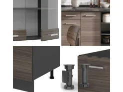 Vicco R-Line Küchenzeile Edelgrau/Anthrazit 240 cm ohne Arbeitsplatte ohne E-Geräte