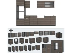 Vicco R-Line Küchenzeile Edelgrau/Anthrazit 300 cm mit HochschrankAP Anthrazit ohne E-Geräte