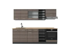 Vicco R-Line Küchenzeile Edelgrau/Anthrazit 240 cm AP Eiche ohne E-Geräte