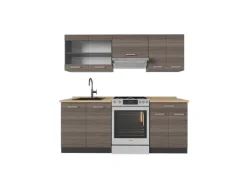 Vicco R-Line Küchenzeile Edelgrau/Anthrazit 200 cm ohne Arbeitsplatte ohne E-Geräte