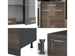 Vicco R-Line Küchenzeile Edelgrau/Anthrazit 200 cm ohne Arbeitsplatte ohne E-Geräte