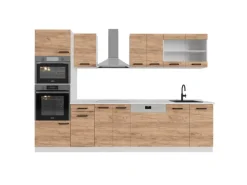 Vicco R-Line Küchenzeile Goldkraft Eiche/Weiß 300 cm AP Anthrazit Opt 2 ohne E-Geräte