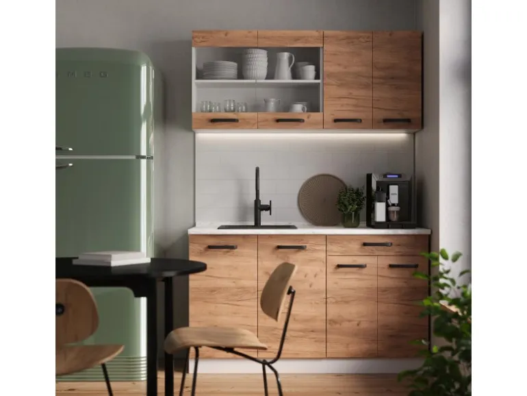 Vicco R-Line Küchenzeile Goldkraft Eiche/Weiß 140 cm AP Eiche ohne E-Geräte