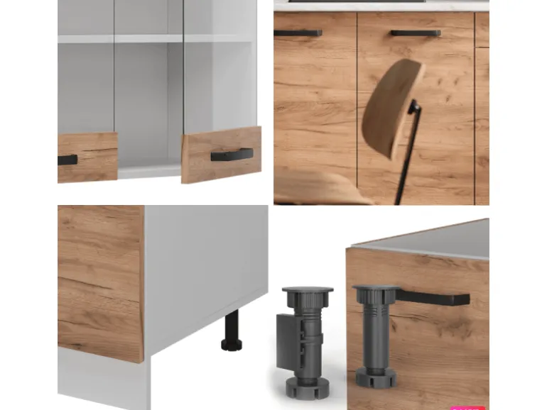 Vicco R-Line Küchenzeile Goldkraft Eiche/Weiß 140 cm AP Eiche ohne E-Geräte