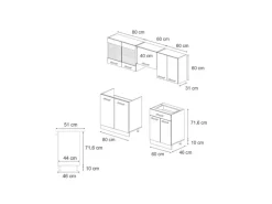 Vicco R-Line Küchenzeile Goldkraft Eiche/Weiß 200 cm AP Eiche ohne E-Geräte
