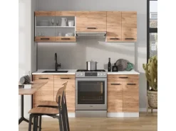Vicco R-Line Küchenzeile Goldkraft Eiche/Weiß 200 cm AP Eiche ohne E-Geräte