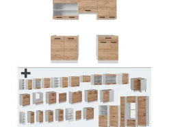 Vicco R-Line Küchenzeile Goldkraft Eiche/Weiß 200 cm AP Eiche ohne E-Geräte