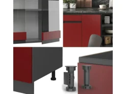 Vicco R-Line Küchenzeile Rot/Anthrazit 240 cm J-Shape ohne E-Geräte