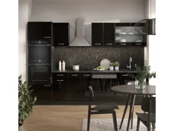 Vicco R-Line Küchenzeile Schwarz Hochglanz/Anthrazit 300 cm mit HochschrankAP Anthrazit ohne E-Geräte