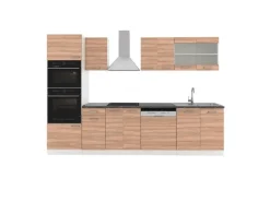 Vicco R-Line Küchenzeile Sonoma/Weiß 300 cm mit HochschrankAP Anthrazit ohne E-Geräte