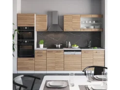 Vicco R-Line Küchenzeile Sonoma/Weiß 300 cm mit HochschrankAP Anthrazit ohne E-Geräte