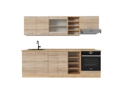 Vicco R-Line Küchenzeile Sonoma/Goldkraft Eiche 240 cm AP Eiche ohne E-Geräte