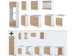 Vicco R-Line Küchenzeile Sonoma 300 cm mit HochschrankAP Marmor ohne E-Geräte