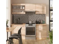 Vicco R-Line Küchenzeile Sonoma/Goldkraft Eiche 200 cm AP Eiche ohne E-Geräte