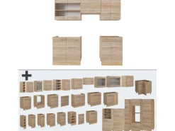 Vicco R-Line Küchenzeile Sonoma/Goldkraft Eiche 200 cm AP Eiche ohne E-Geräte