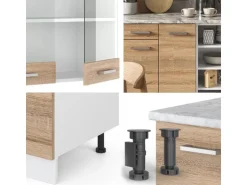 Vicco R-Line Küchenzeile Sonoma/Weiß 240 cm AP Marmor ohne E-Geräte